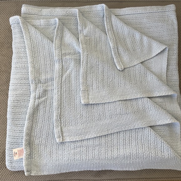 Tennessee Woolen Mills Other - VTG Tennessee Woolen Mills 100% Cotton Blue Blanket 90x90" USA Waffle Weave